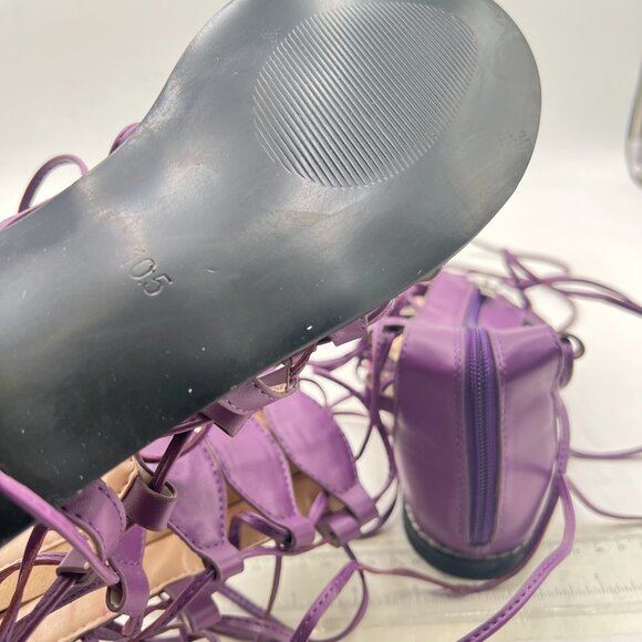 YDN Purple Ankle High Gladiator Sandals for Women Lace up Open toe Zips Shoes - Picture 6 of 8